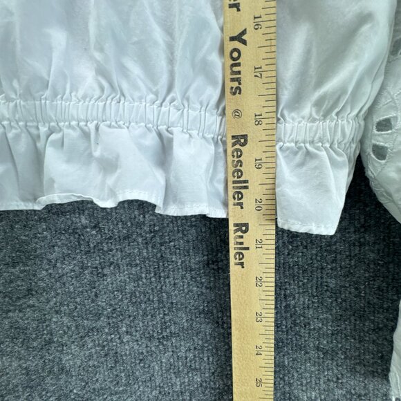 Anthropologie Maeve Top Womens Medium White Embroidered Eyelet Boho Chic‎ Fairy - Picture 7 of 11